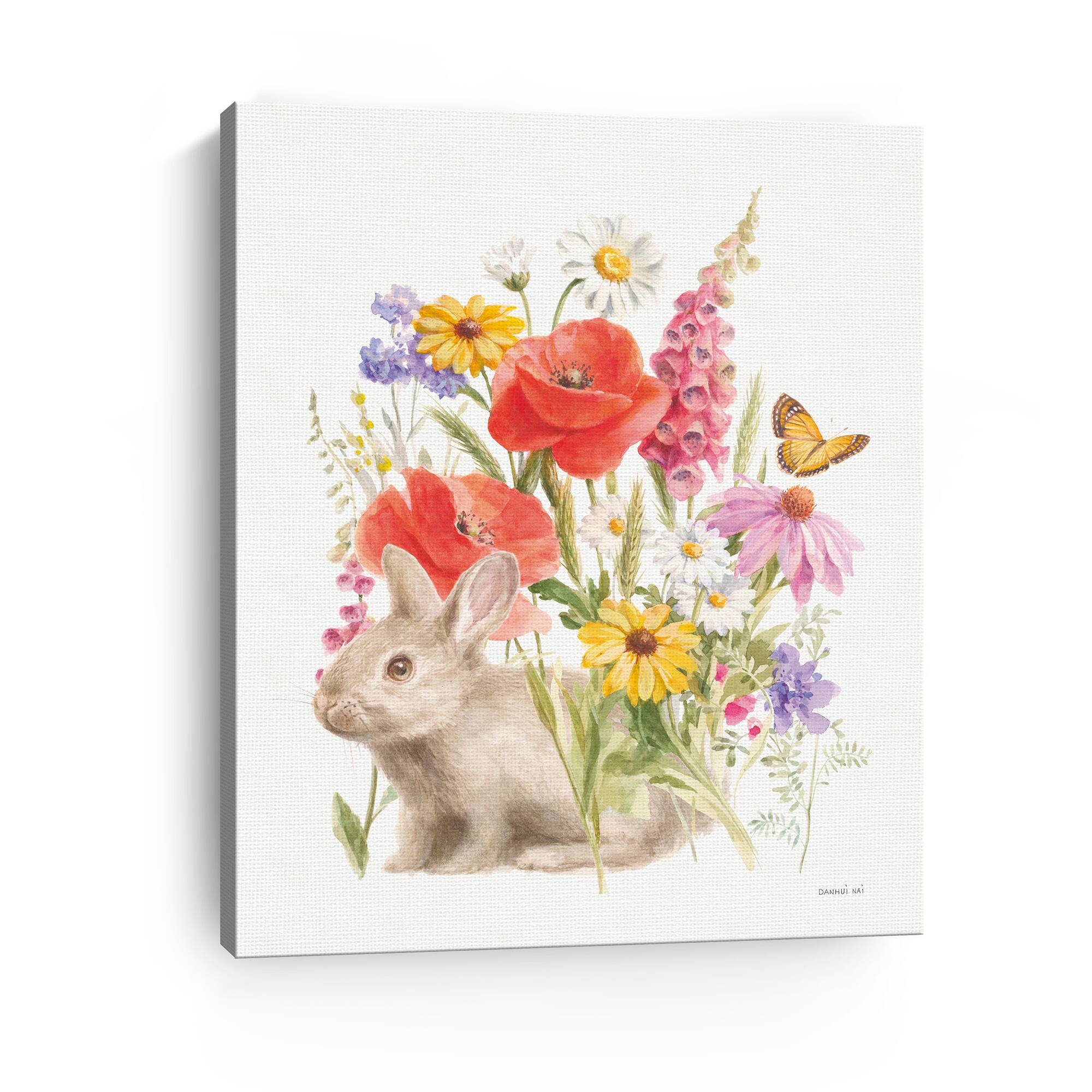 Lumaprints Wildflowers in Bloom II Bunny Canvas Giclée Art